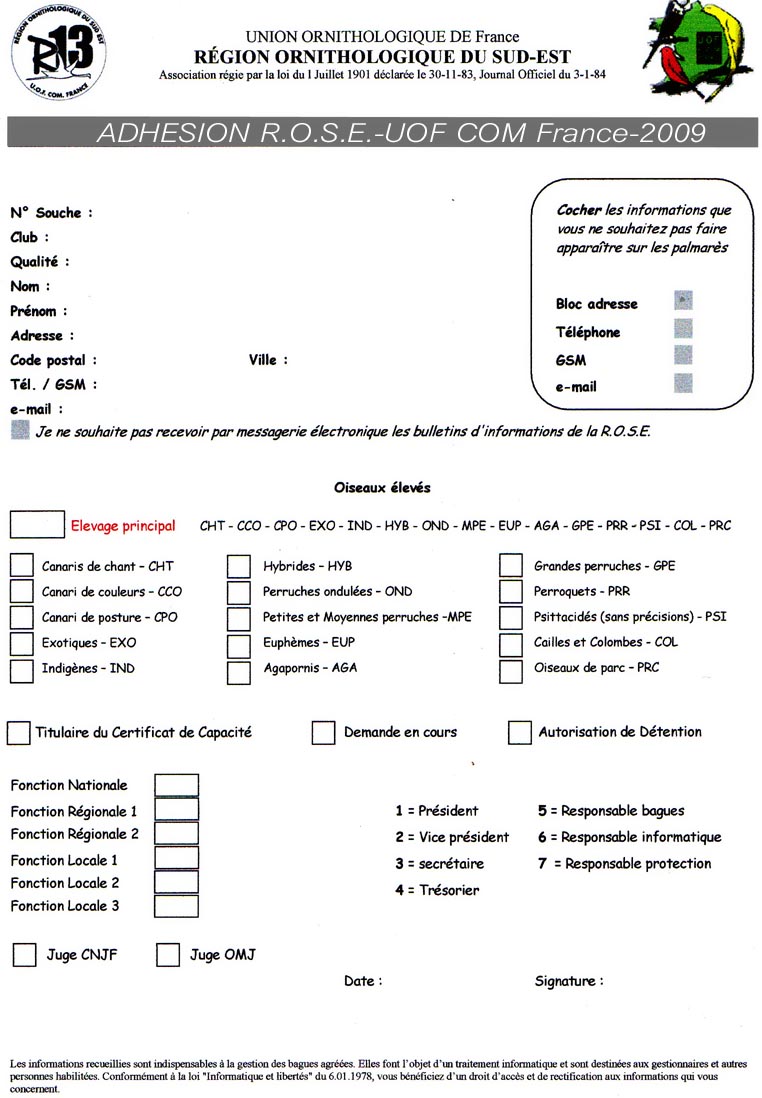 feuille d`adhesion au club ctdf